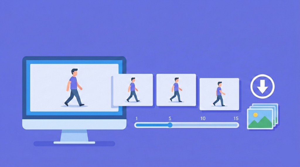 Extract frames from a GIF: animation, frame cards, and download